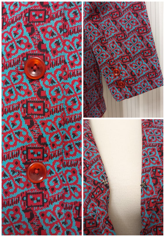 Vintage 1960s 1970s Psychedelic Red and Blue Jack… - image 9