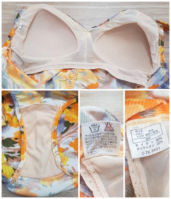 60’s Orange Psychedelic Floral One Piece Swimsuit