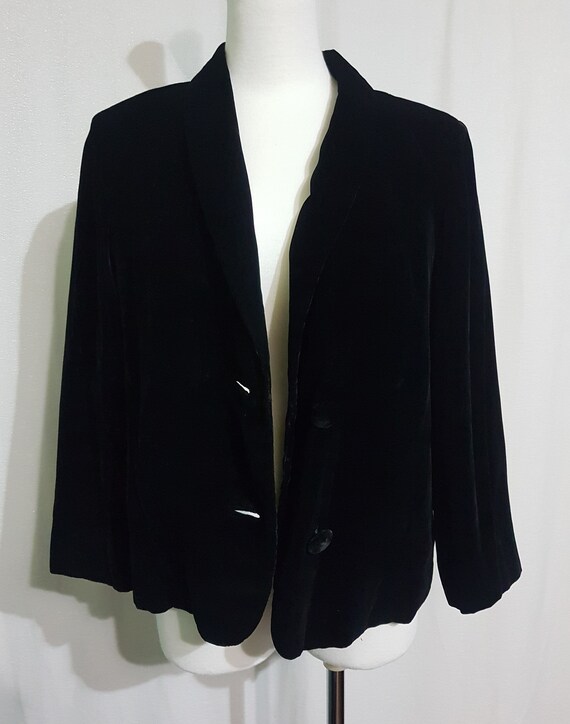 1950s 1960s Black Velvet Jacket Tailor Made in Ta… - image 7