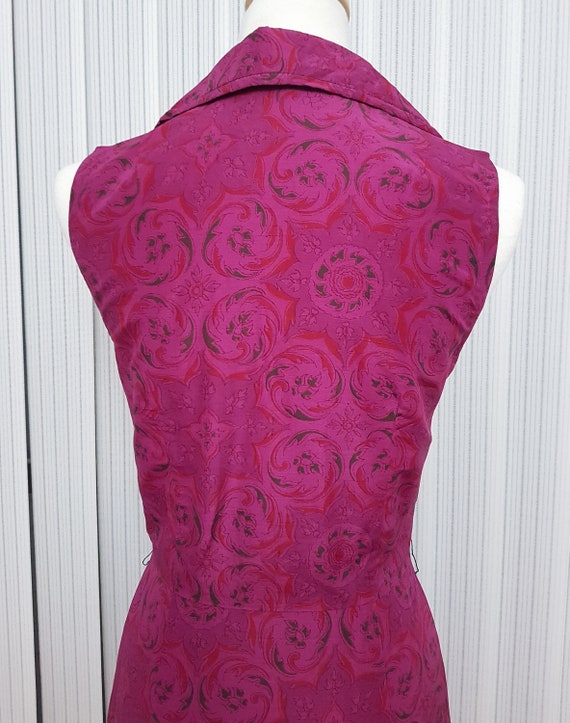 1960s Magenta Pink Psychedelic Dress Silk Mix Sle… - image 5