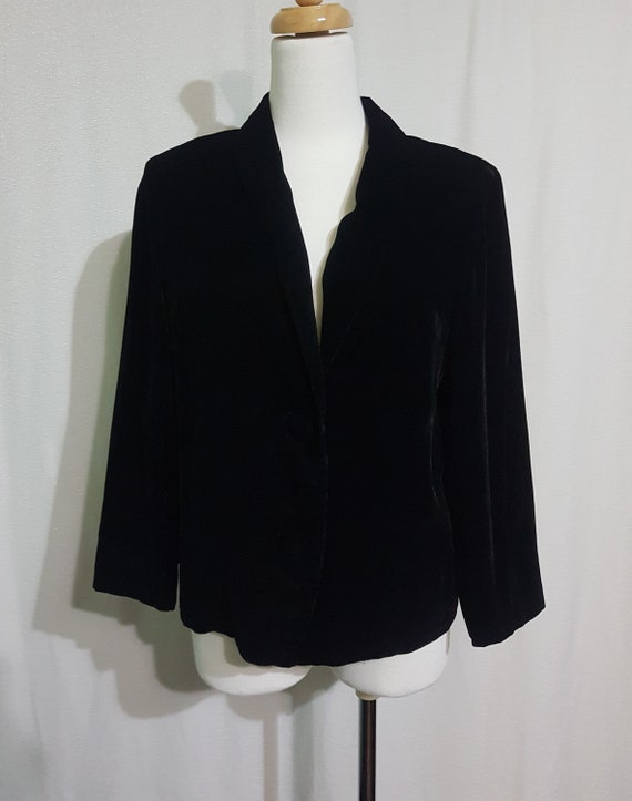 1950s 1960s Black Velvet Jacket Tailor Made in Ta… - image 5