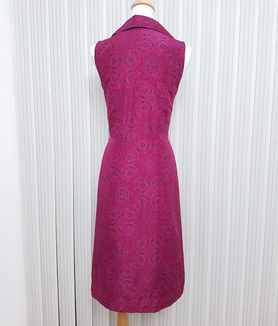 1960s Magenta Pink Psychedelic Dress Silk Mix Sle… - image 3