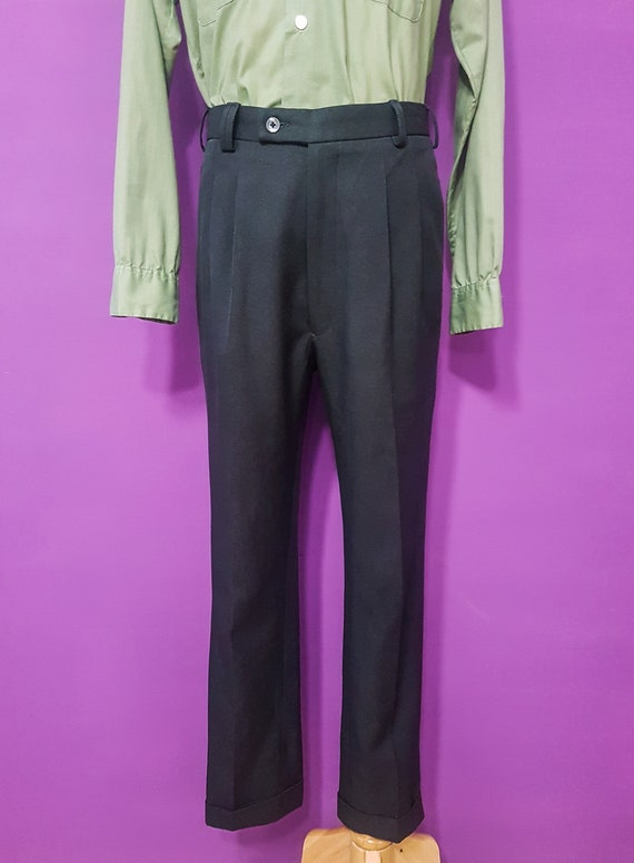 1960s Style Men's Dark Grey Trousers Waist 30" Ta… - image 4