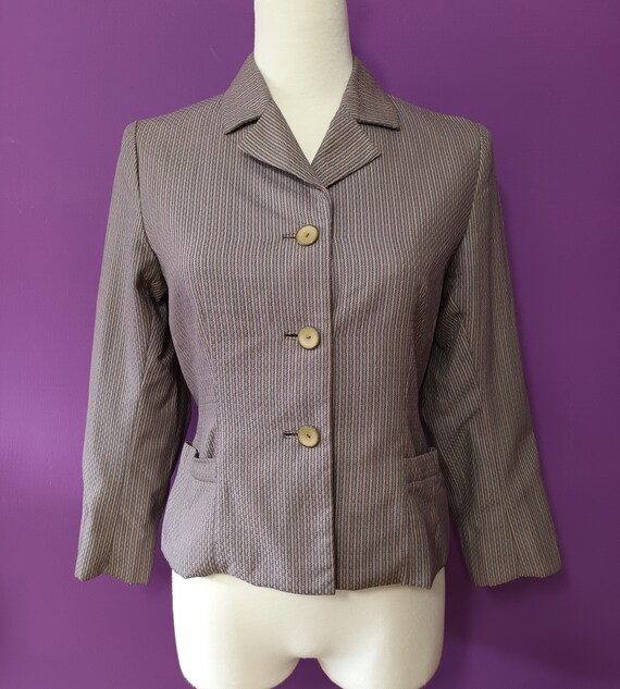 Vintage 1940s Grey and Pink Pin Stripe Wool Suit … - image 4