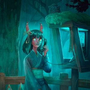 Wall art - japanese art print featuring spirits and yokais - art print of japanese folklore