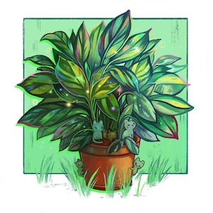 Un vaso, cinque gattini: illustrazione stampata