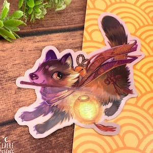 Autocollant de Tanuki avec une lanterne || sticker original