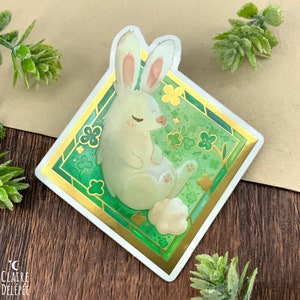 Autocollant de lapin avec détails dorés || sticker original