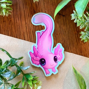 Autocollant Axolotl flottant || sticker original de petit animal mignon