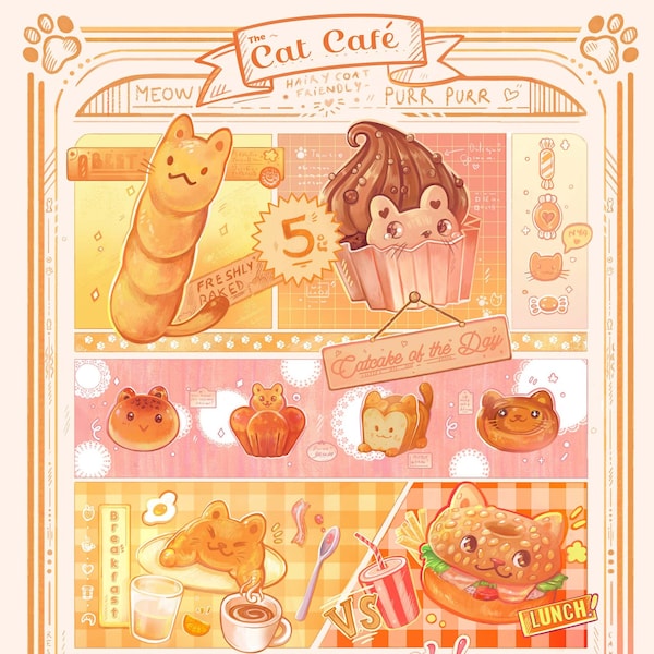 Menu du cat café :  impression d'art