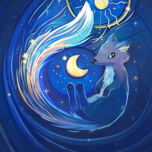 Space fox|| cute wall art featuring a fox in space - hight quality print - kawaii home decor