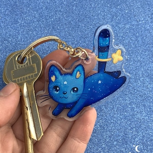 SATTCHI バッグチャーム・キーチェーン Blue Cat Turkey Charm Jetoy Faux Leather Cat Keychain | Shop Hygge Box