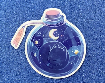 Cute sticker :  sleeping potion with a cat inside | Cute cat sticker