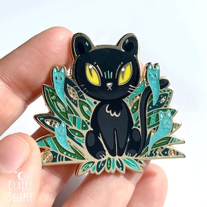 Cute cat surrounded by mischievousspritits pin  -  a kawaii enamel pin -  cute animal broch - cute pins