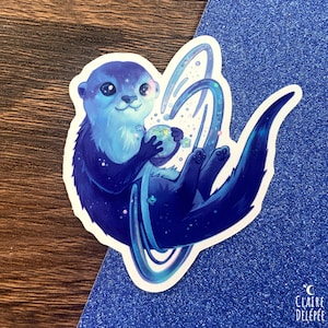 Autocollant de loutre céleste || sticker original de loutre des étoiles mignonne