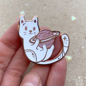 White space cat pin , cute enamel pin , cat enamel pin, black cat, cute enamel pins, kawaii pins,space cat, kawaii enamel pin