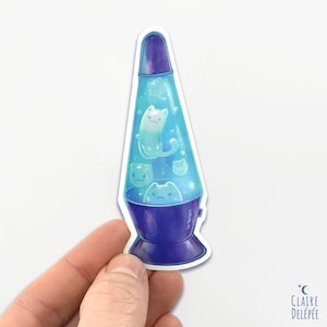 Lavalamp gevuld met schattige blobkatjes || originele holografische sticker