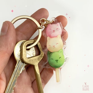 Dango cats keychain | Animal keychain - Cute Acrylic keyring- Japanese sweet cats charm - kawaaii accessories