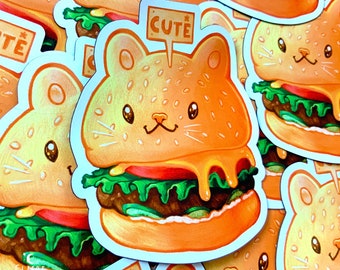 Magnet de chat burger , inspiré par la nourriture - Aimant pour frigo mignon