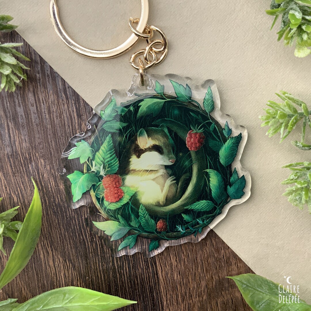 Cute Garden Dormouse Keychain : a Small Forest Animal Sleeping in a ...