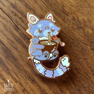 Pins de panda roux violet avec son bol de nouilles japonaises badge émaillé rose doré d'animal image 5