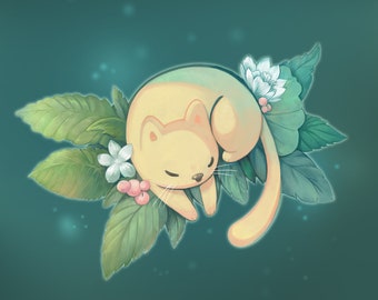 Una pequeña siesta para un gato pequeño: ilustración impresa