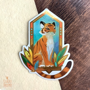 Autocollant de tigre avec détails dorés || sticker original