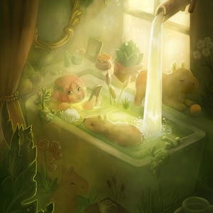 Das perfekte Badezimmer: gedruckte Illustration