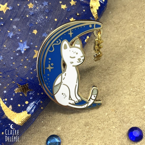 Moon Cat : a Cute Cat Pin Space Enamel Pins Kawaii Enamel Pin Moon