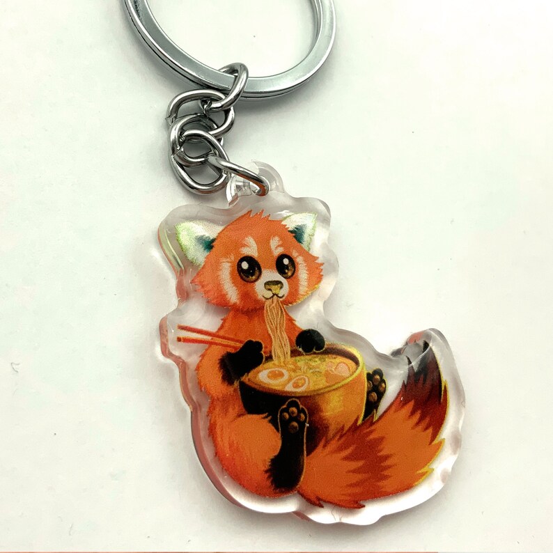 Red Panda Keychain Animal keychain Cute Acrylic keychain | Etsy