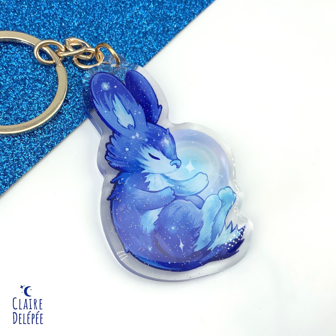 Cute Rabbit Keychain : Acrylic Charm of a Space Bunny - Animal Lover ...