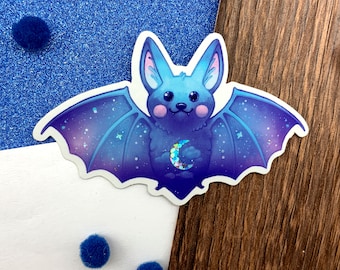 Bat from the stars sticker | Cute starry bat, original art glittery sticker