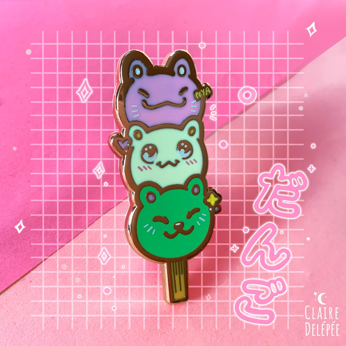 Dango Pin Cute Dango Enamel Pin Featuring Three Little Cats - Kawaii Animal ...