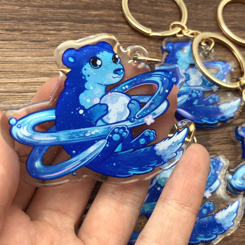 Cute otter keychain acrylic charm of a otter otter gift Etsy