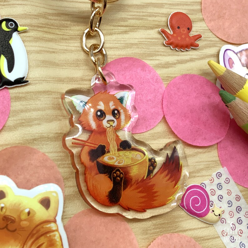 Red Panda Keychain Animal Keychain Cute Acrylic Keychain | Etsy