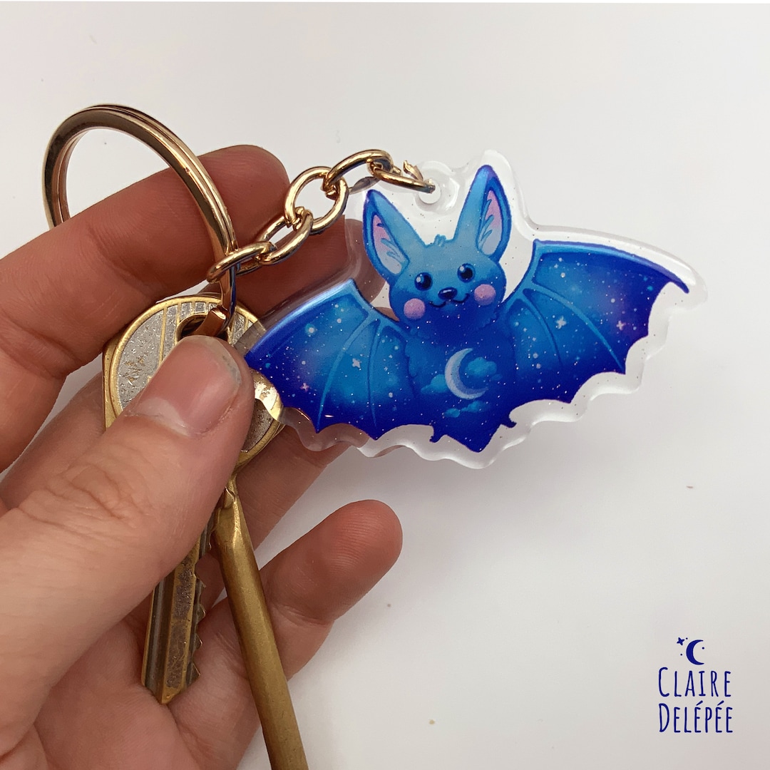 Cute Bat Keychain : Acrylic Charm of a Bat - Bat Gift, Cute Keychain ...