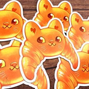 Cute cat croissant magnet - a magnet for friges featuring a cute food shaped cat