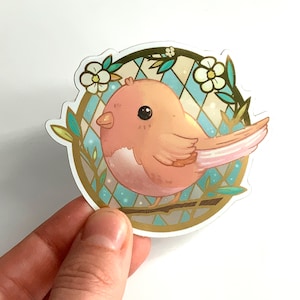 Autocollant d'oiseau avec détails dorés || sticker original