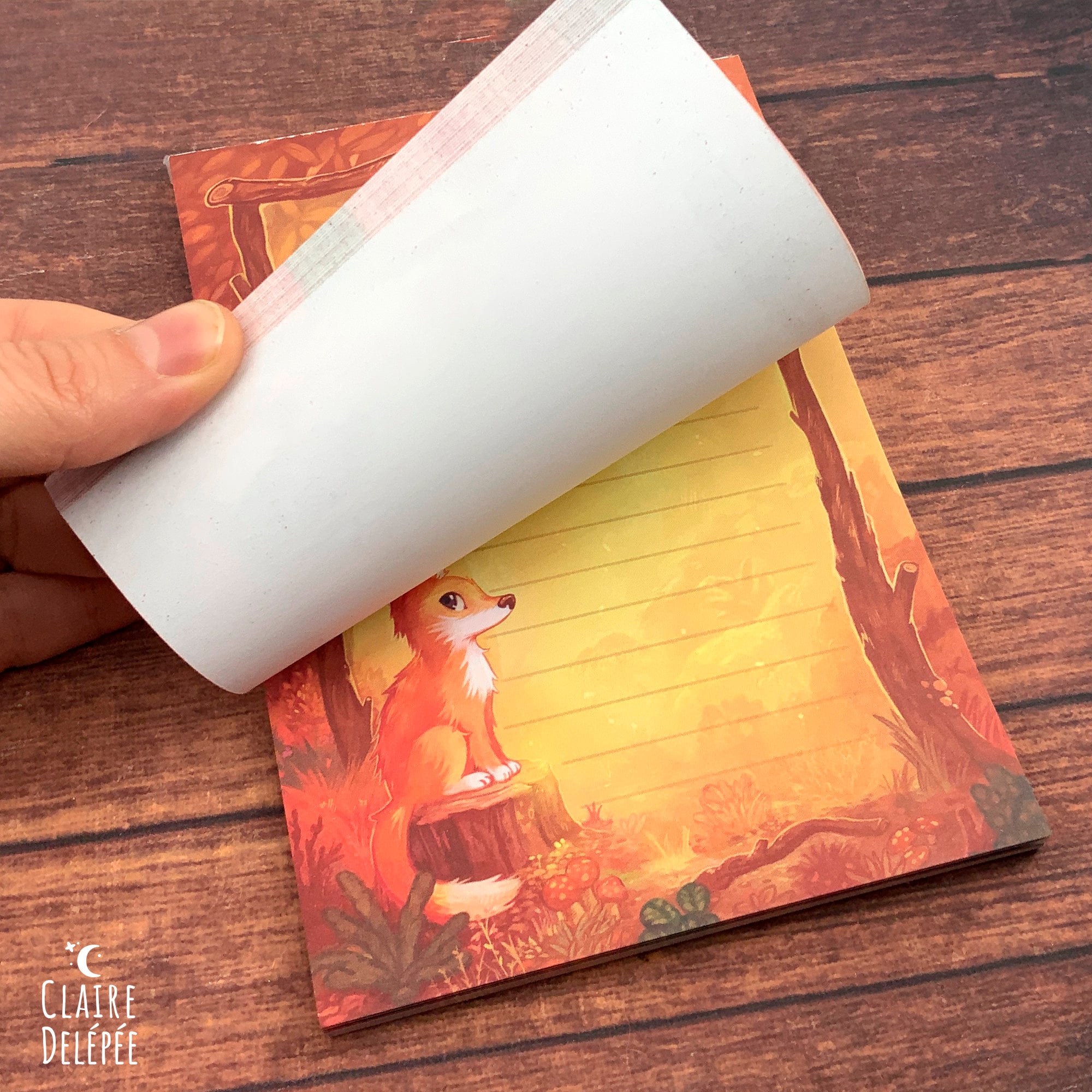 Notelets With Fox Pattern Notepad Representing a Cute Little Fox in an Autumn Scenery - Lined ...