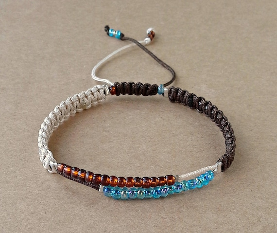 Macrame Glass Seed Bead Adjustable Bracelet