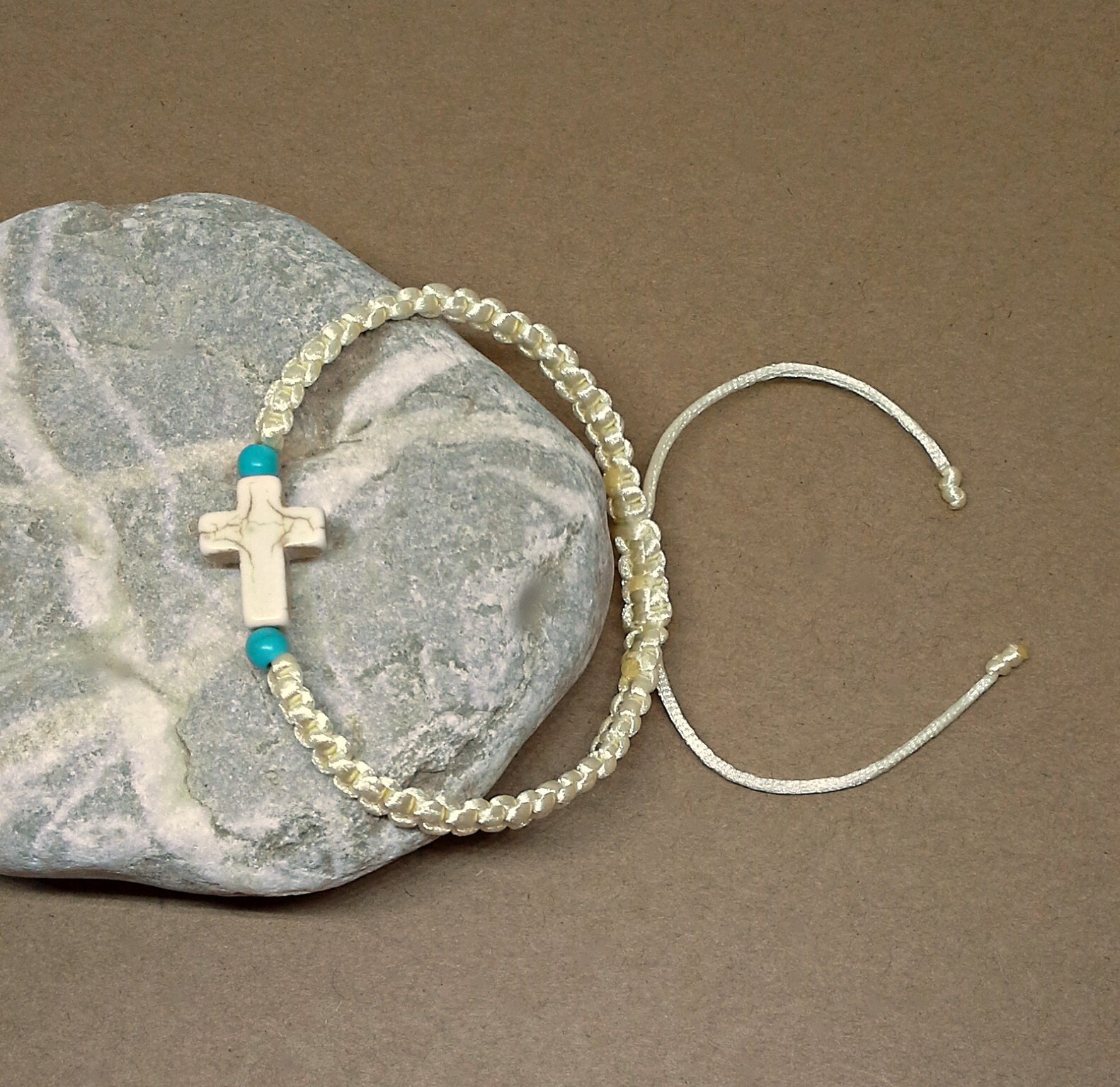 Cross Bracelet, Ivory Howlite Cross, Christian Bracelet, Greek Orthodox ...