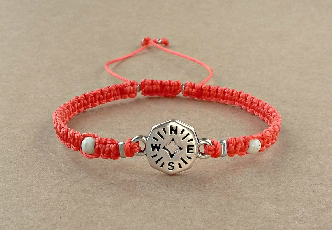 Compass Bracelet Travel Bracelet Compass Friendship Etsy