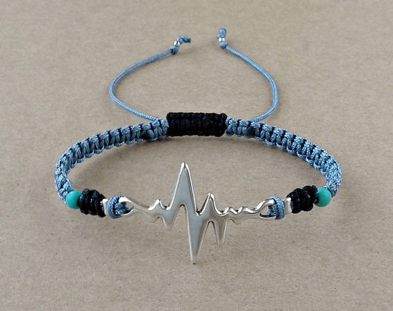 Heartbeat Bracelet Matching Couple Bracelet Anniversary Gift Valentines Day Bracelet Friendship Bracelet Doctor Gift Gift for Nurse B0157