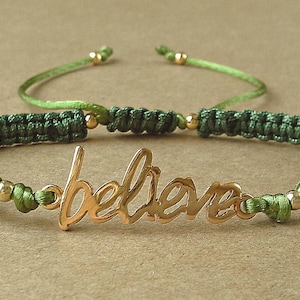 Believe Bracelet,Believe Charm,Inspirational Bracelet,Best Friend Jewelry,Gift,Macrame,Adjustable,Believe Jewelry,Bracelet For Women #B0115