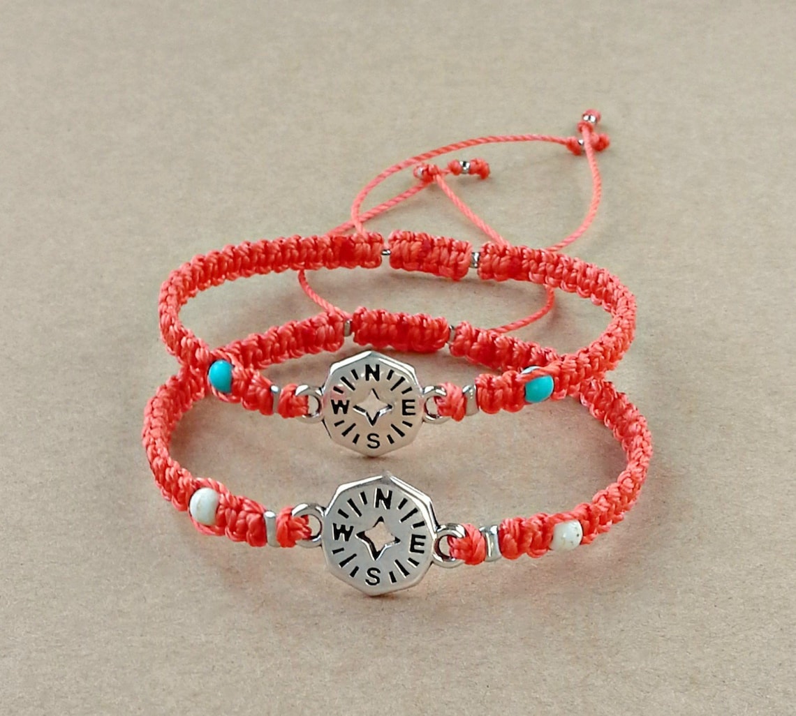Compass Bracelet Travel Bracelet Compass Friendship Etsy