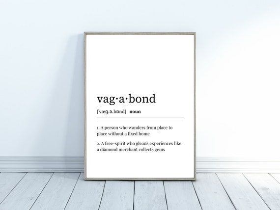 Misbrug nummer Grund Vagabond Travel Dictionary Definition Printable Wall Art | Etsy