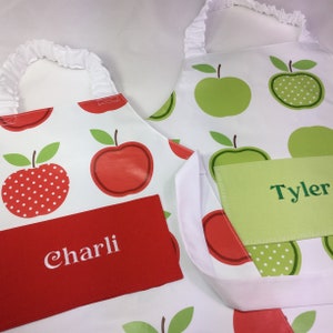 PVC Apple Apron for craft, painting, gardening and playing. adult aprons, kids aprons & toddler aprons optional embroidered name.