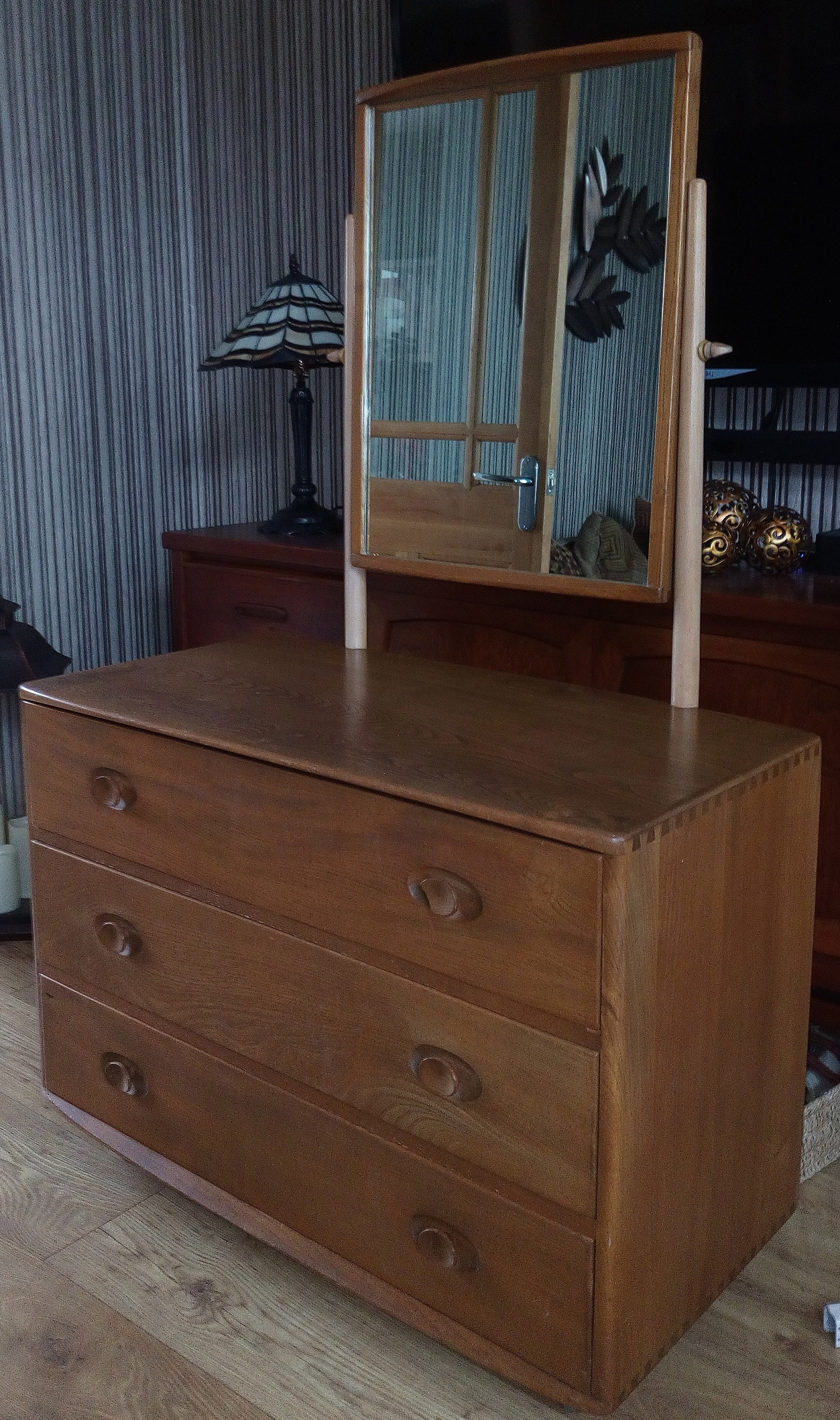 Stunning 1950s Ercol Elm Wood Dressing Table Chest Of Drawers Etsy