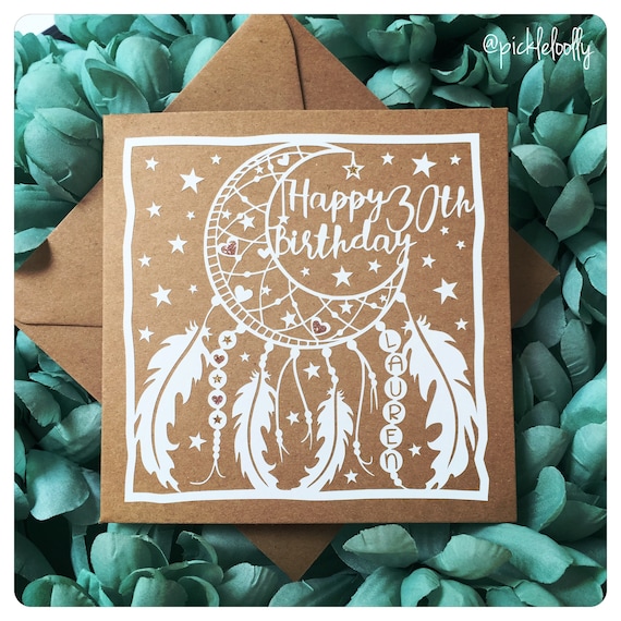 Dreamcatcher birthday Card personalised card dreamcatcher Etsy
