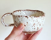 Speckled stoneware tea cup / organic cup/ textured mug/ tea party/ mug/ shino/ speckled